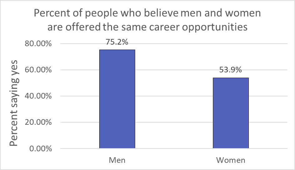 bar chart of if people think men and women are offered the same opportunities