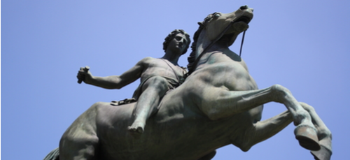 If a statue in the park of a person on a horse has both front legs in the air, person died in battle; if the horse has one front leg in the air, the person died as a result of wounds received in battle; if the horse has all four legs on the ground, the person died of natural causes.