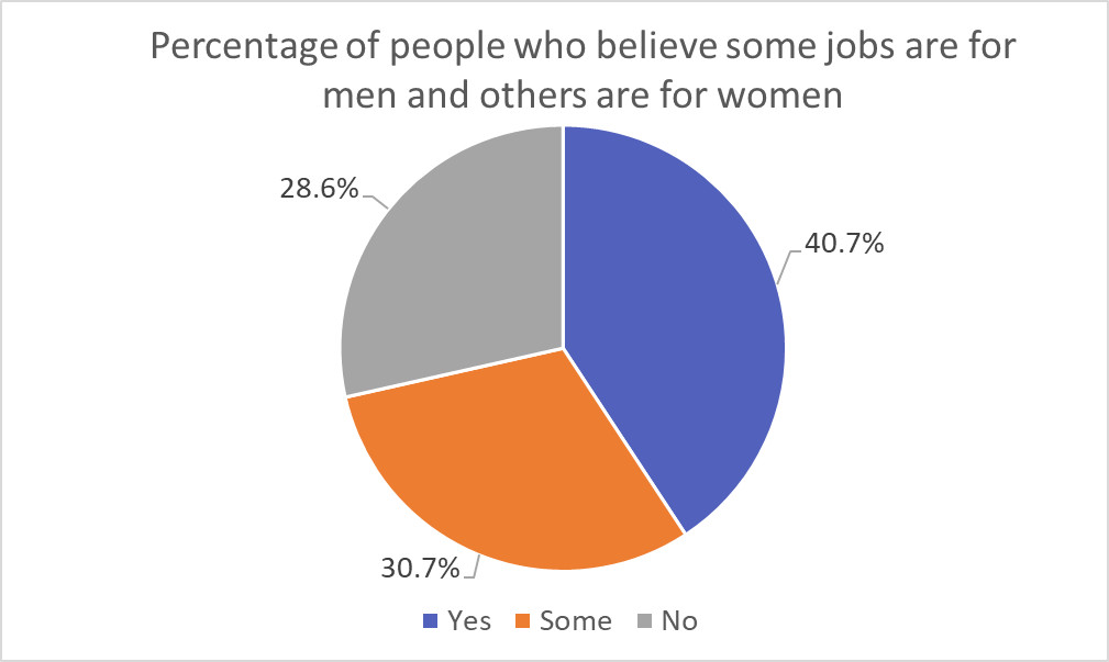 Pie chart of if people think jobs are made for different genders