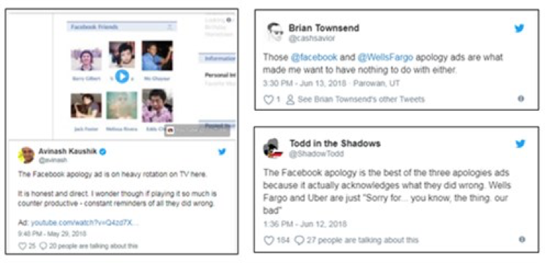 Facebook twitter apology ads